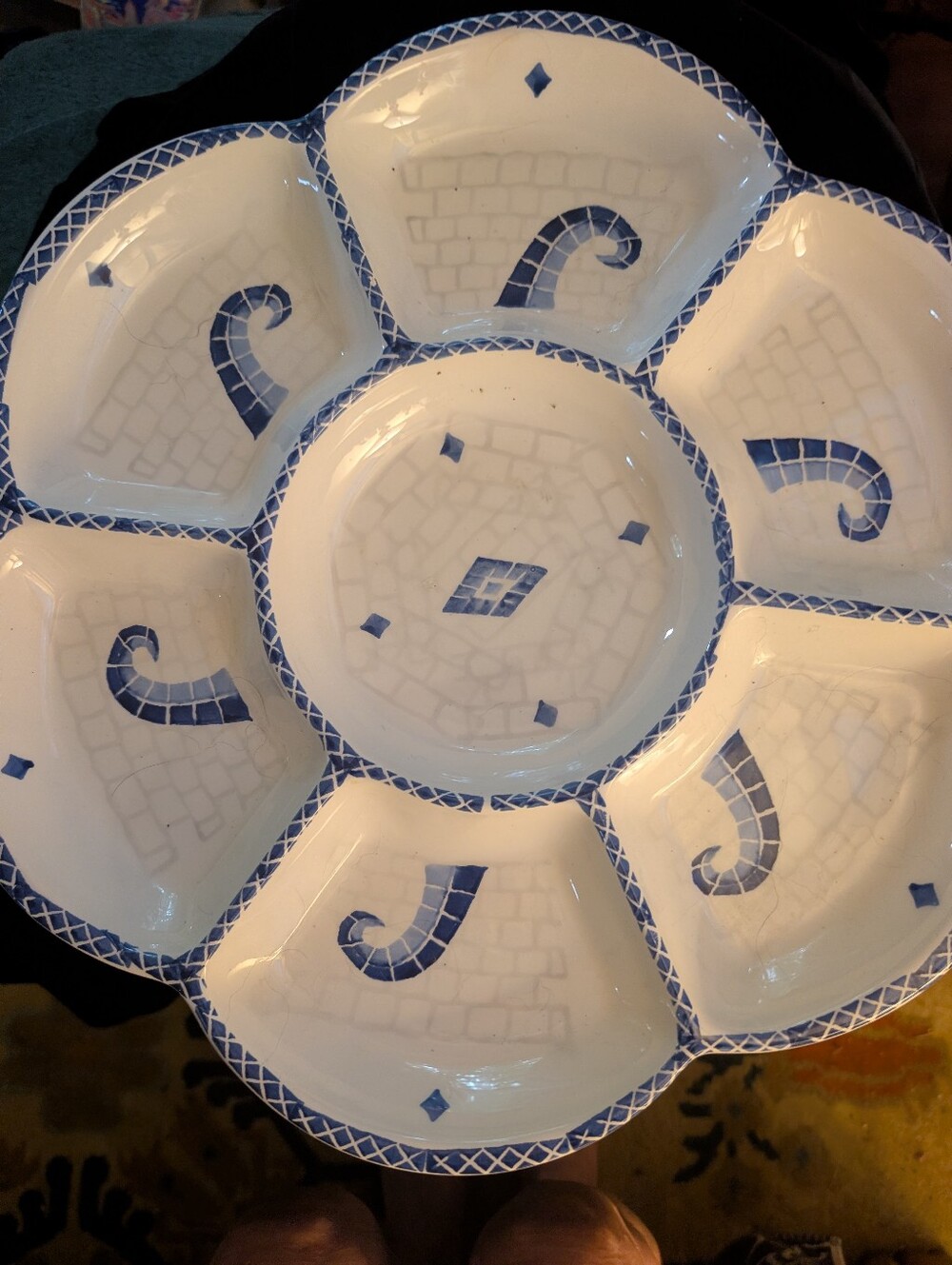 Jams World White and Blue Ceramic Sectioned Serving Platter